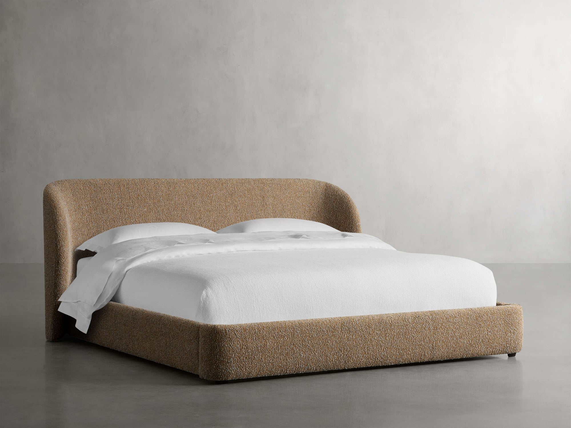 MAPLE HOME DECORATION Curved Headboard Upholstered Bed - Custom Sizes