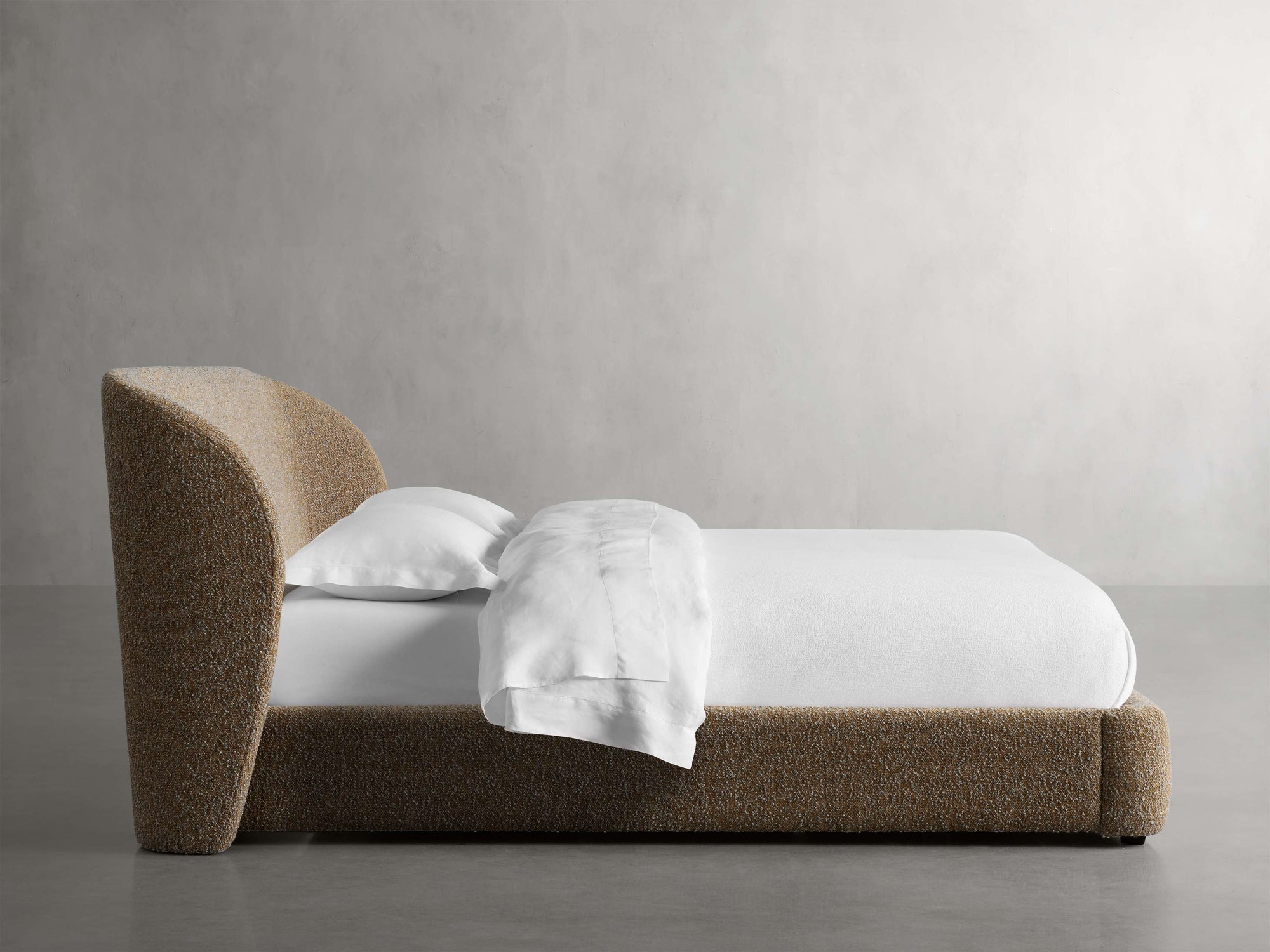 MAPLE HOME DECORATION Curved Headboard Upholstered Bed - Custom Sizes