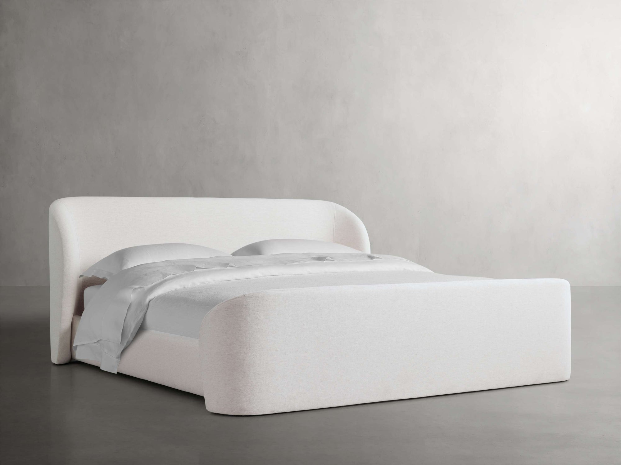 MAPLE HOME DECORATION Curved Headboard Upholstered Bed with High Footboard - Custom Sizes