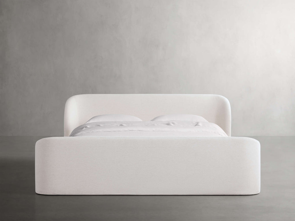 MAPLE HOME DECORATION Curved Headboard Upholstered Bed with High Footboard - Custom Sizes