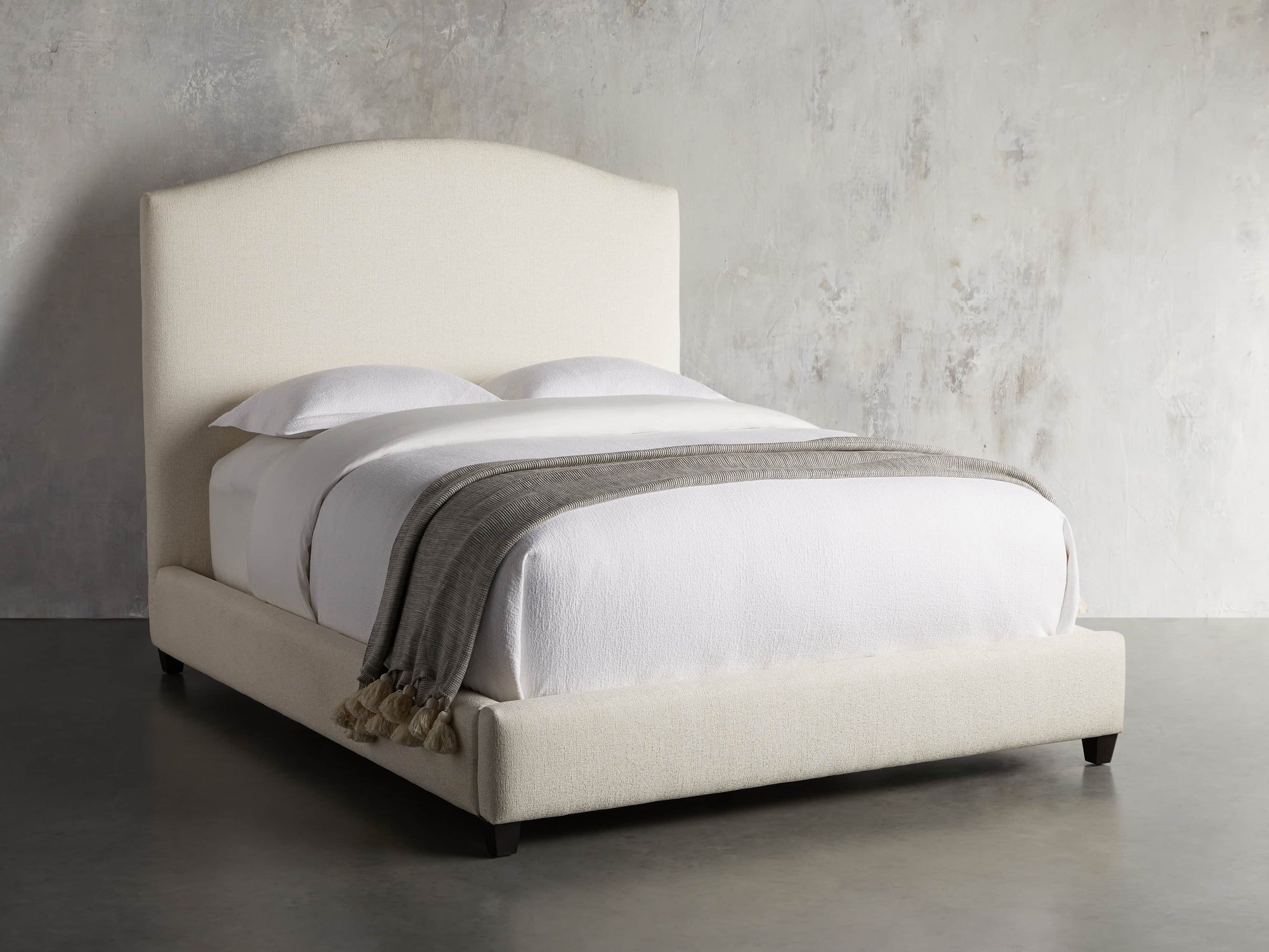 MAPLE HOME DECORATION Curved Headboard Upholstered Bed - Custom Sizes