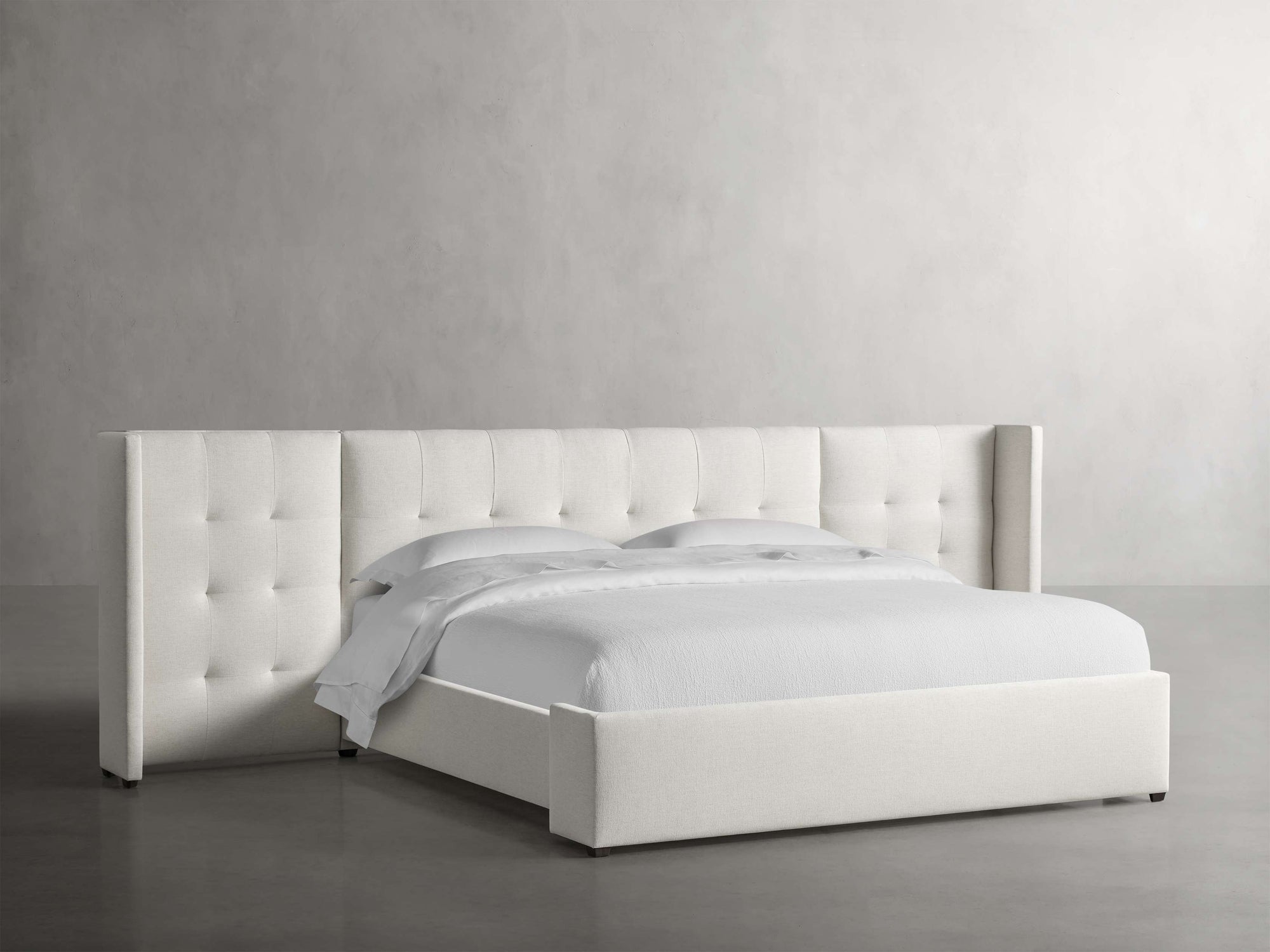 MAPLE HOME DECORATION Box-Tufted Extended Headboard Bed - Custom Sizes