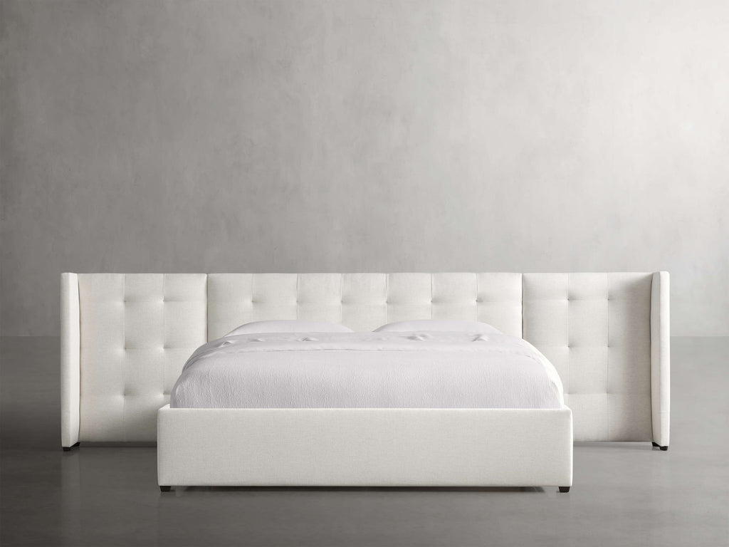 MAPLE HOME DECORATION Box-Tufted Extended Headboard Bed - Custom Sizes