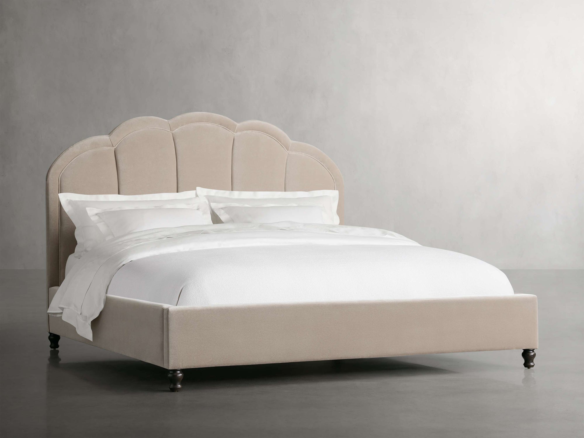 MAPLE HOME DECORATION Scalloped Upholstered Bed - Custom Sizes