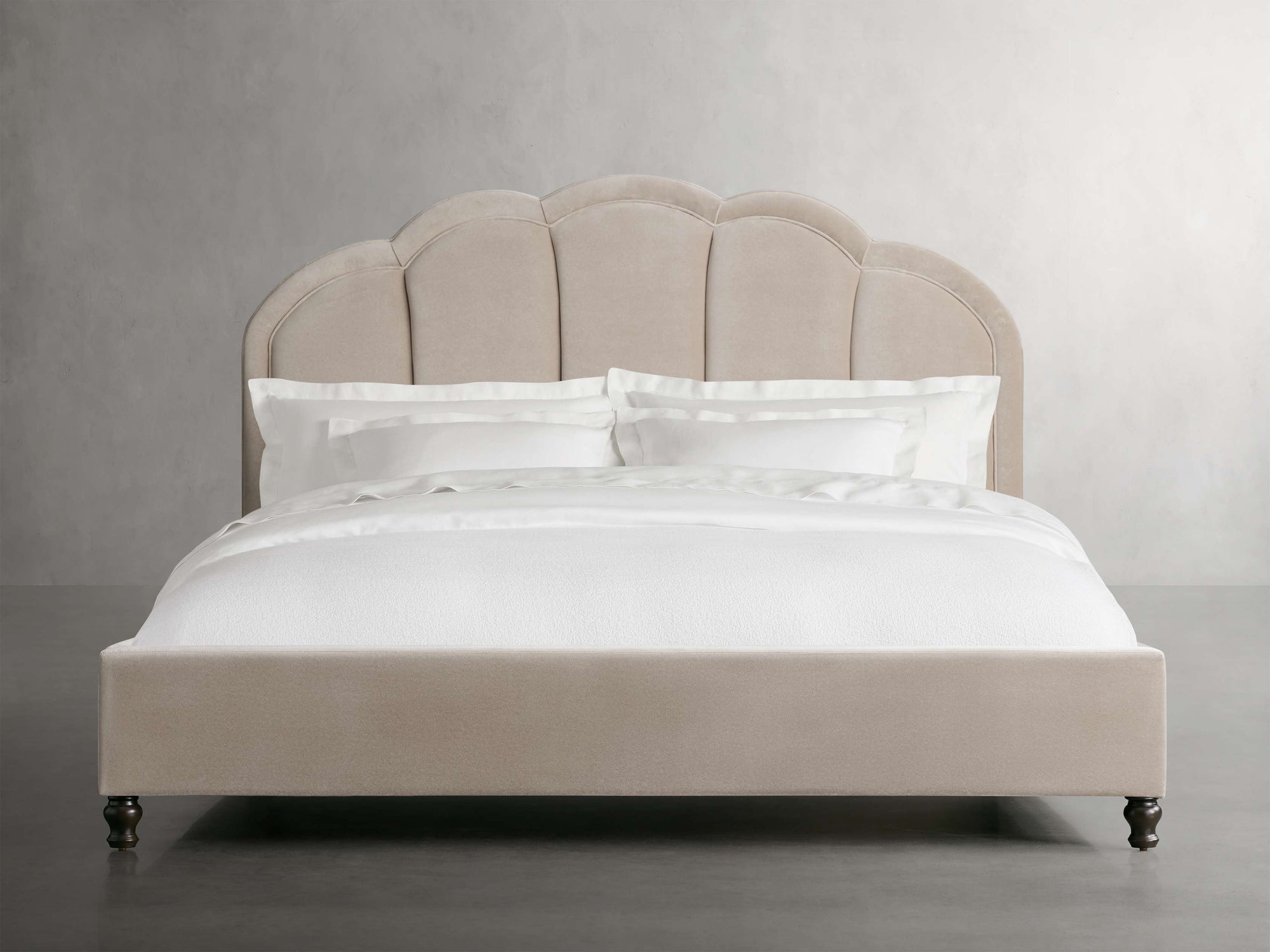 MAPLE HOME DECORATION Scalloped Upholstered Bed - Custom Sizes