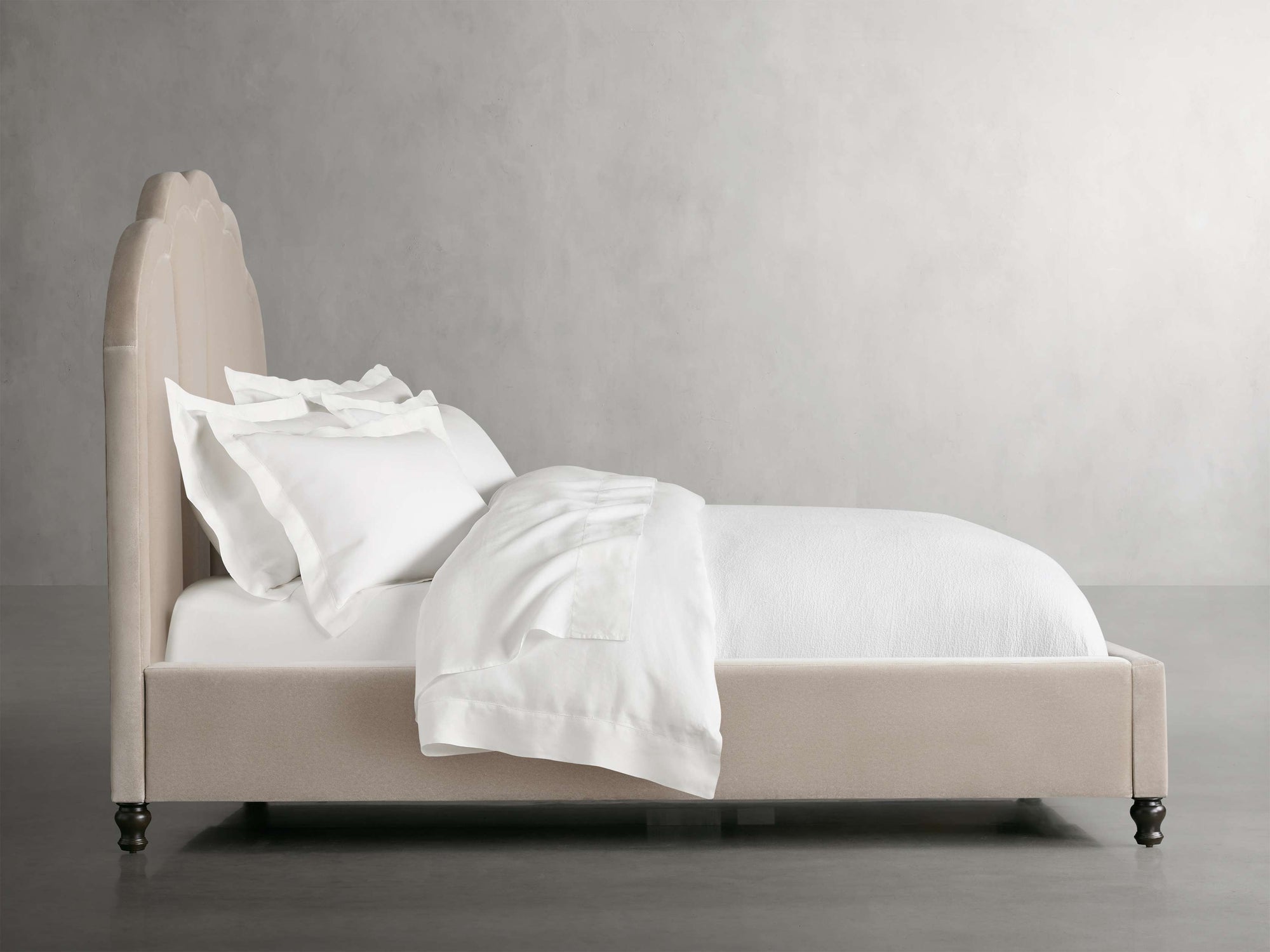 MAPLE HOME DECORATION Scalloped Upholstered Bed - Custom Sizes