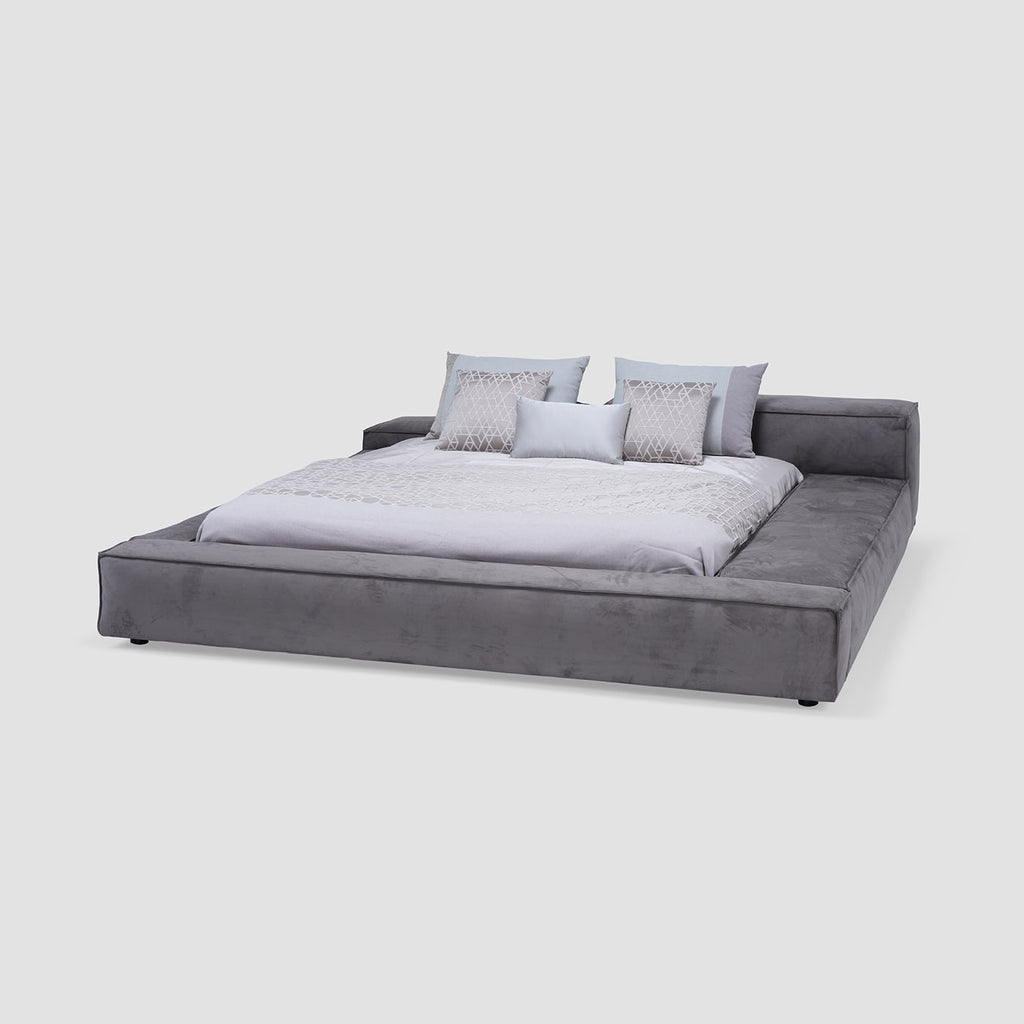 MAPLE HOME DECORATION Asymmetrical Headboard Platform Bed - Custom Sizes