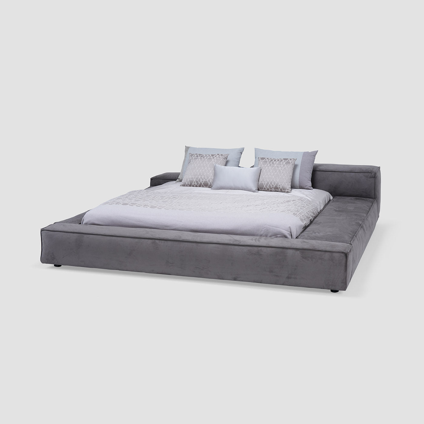 MAPLE HOME DECORATION Asymmetrical Headboard Platform Bed - Custom Sizes