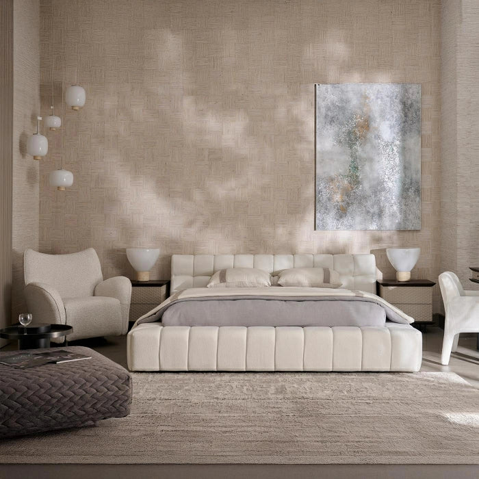 MAPLE HOME DECORATION Tufted Upholstered Low-Profile Bed - Custom Sizes