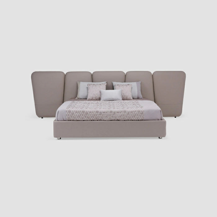 MAPLE HOME DECORATION Half-Leather Storage Bed with Long Headboard - Custom Sizes