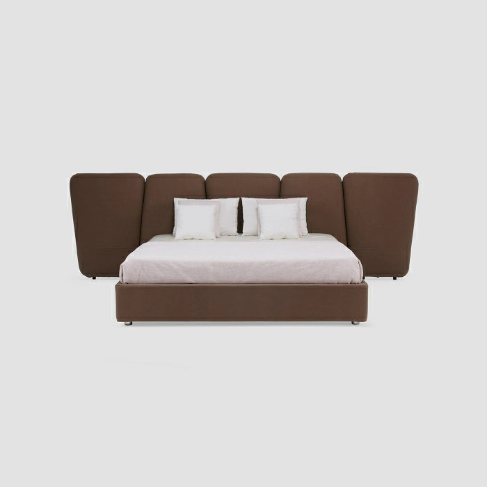 MAPLE HOME DECORATION Half-Leather Storage Bed with Long Headboard - Custom Sizes