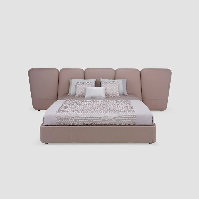 MAPLE HOME DECORATION Half-Leather Storage Bed with Long Headboard - Custom Sizes