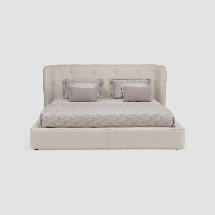 MAPLE HOME DECORATION Natural Leather Button Headboard Bed - Custom Sizes