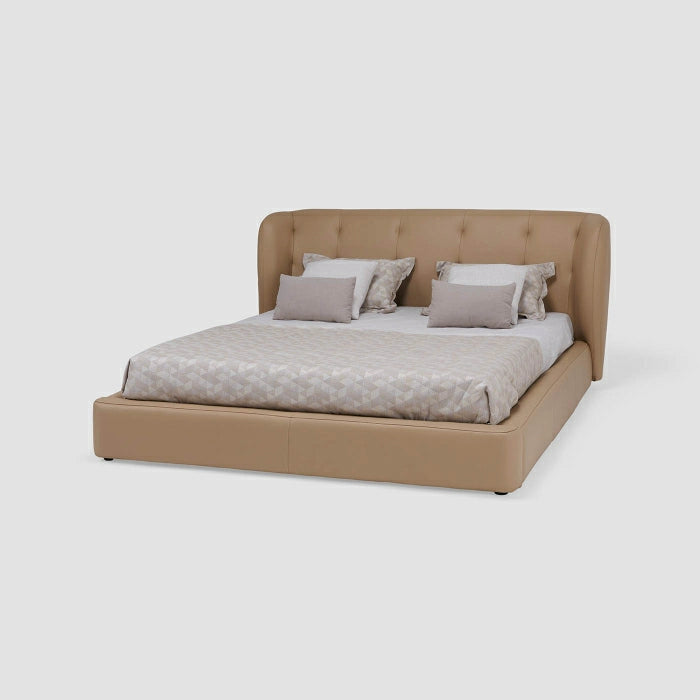 MAPLE HOME DECORATION Natural Leather Button Headboard Bed - Custom Sizes