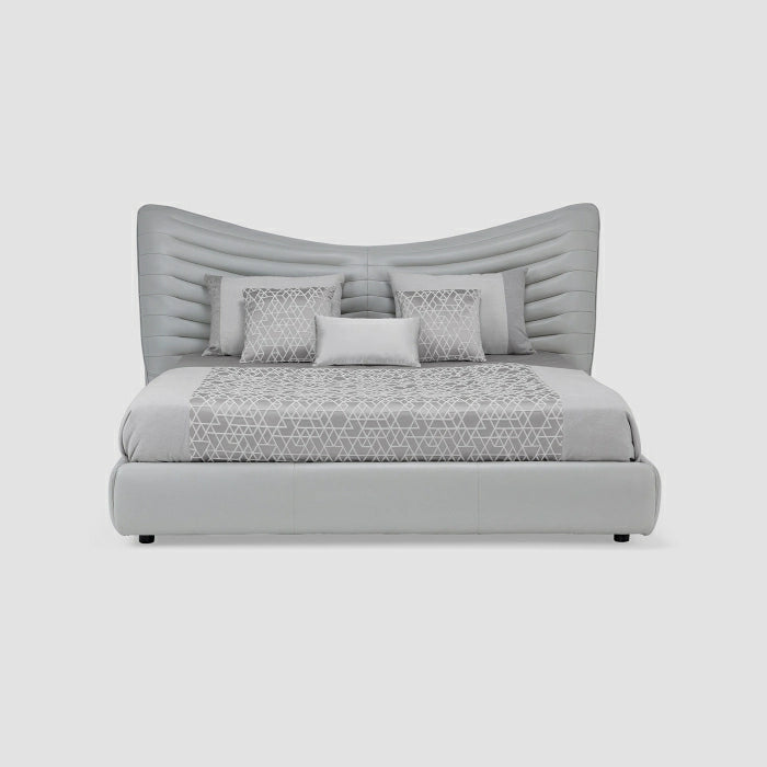 MAPLE HOME DECORATION Layered Headboard Top Grain Leather Bed - Custom Sizes