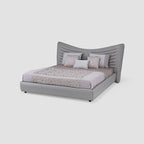 MAPLE HOME DECORATION Layered Headboard Top Grain Leather Bed - Custom Sizes
