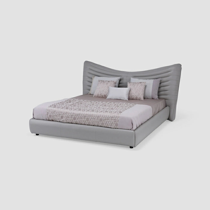 MAPLE HOME DECORATION Layered Headboard Top Grain Leather Bed - Custom Sizes