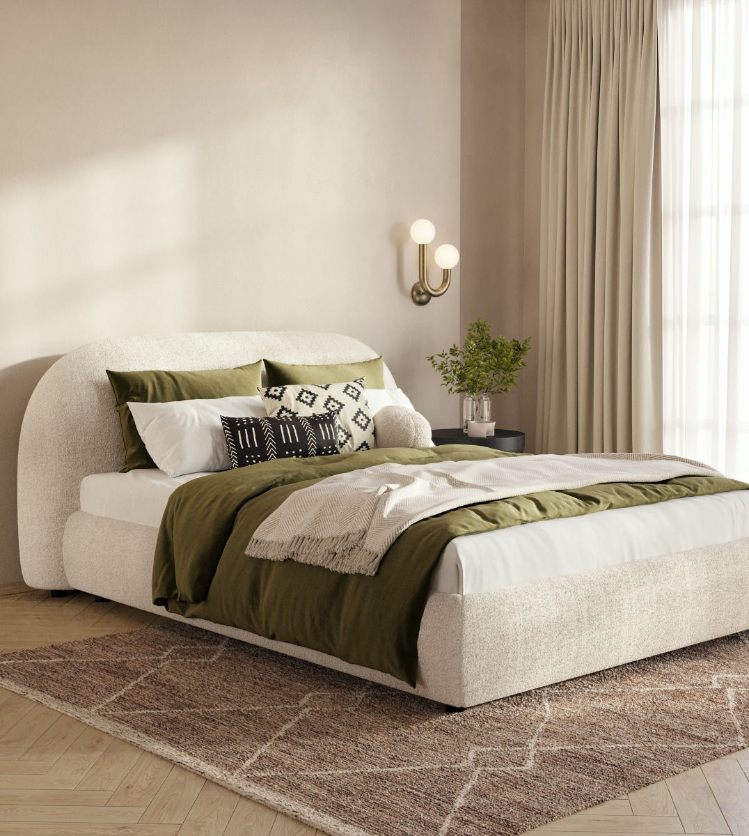MAPLE HOME Custom Upholstered Bed Frame ¨C Modern Style with Leather/Velvet/Fabric Options