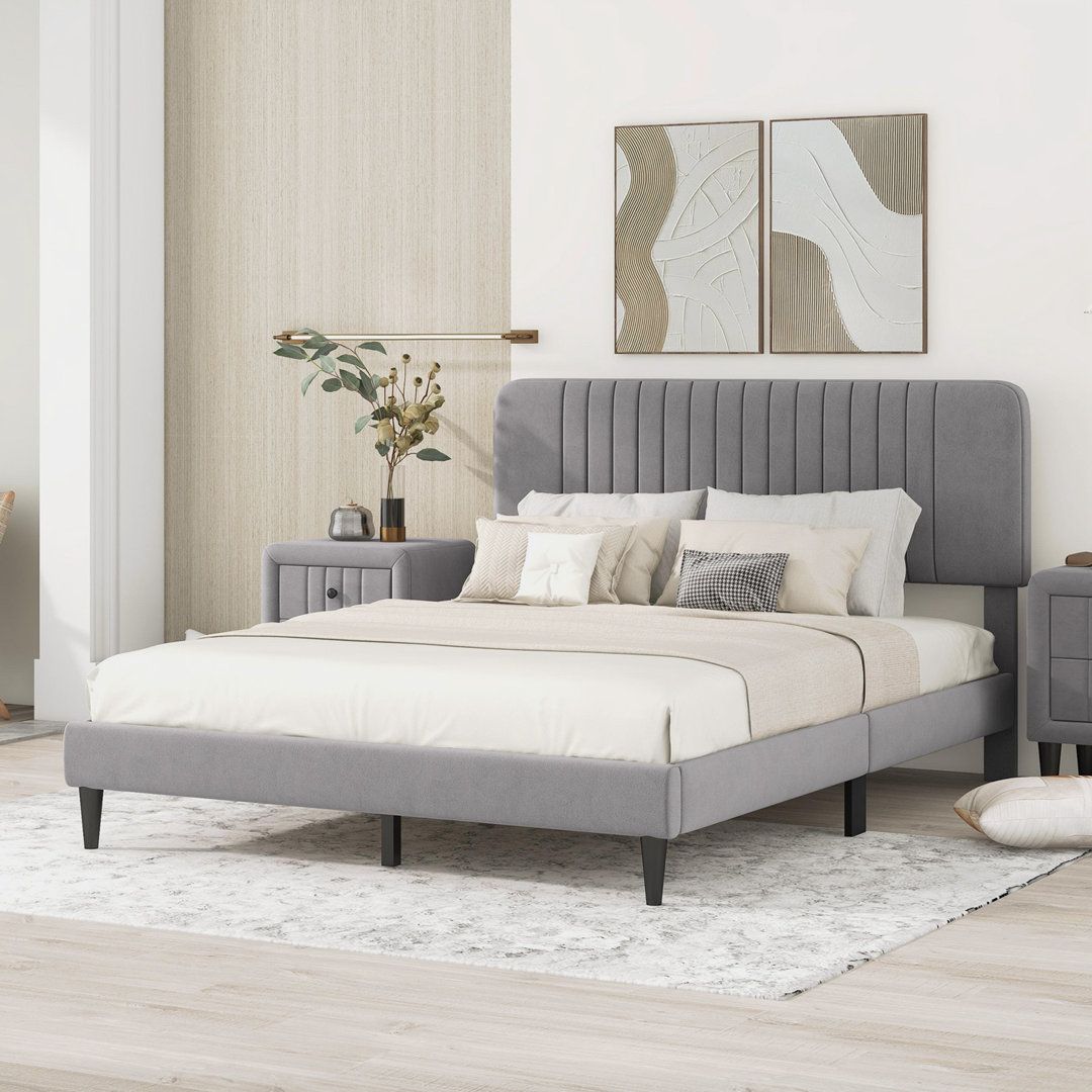 MAPLE HOME Custom Upholstered Bed Frame ¨C Modern Style with Leather/Velvet/Fabric Options