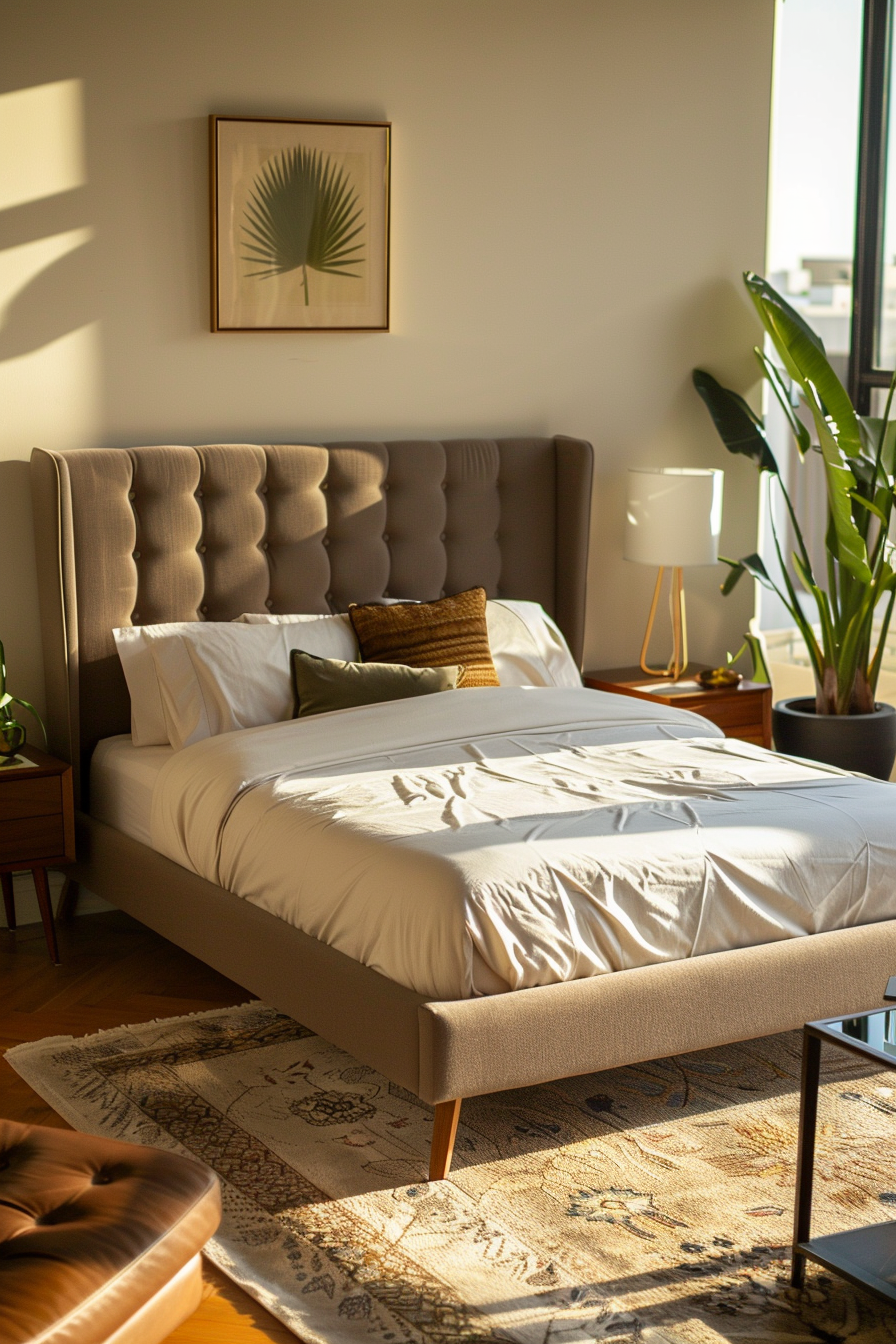 MAPLE HOME Custom Upholstered Bed Frame ¨C Modern Style with Leather/Velvet/Fabric Options