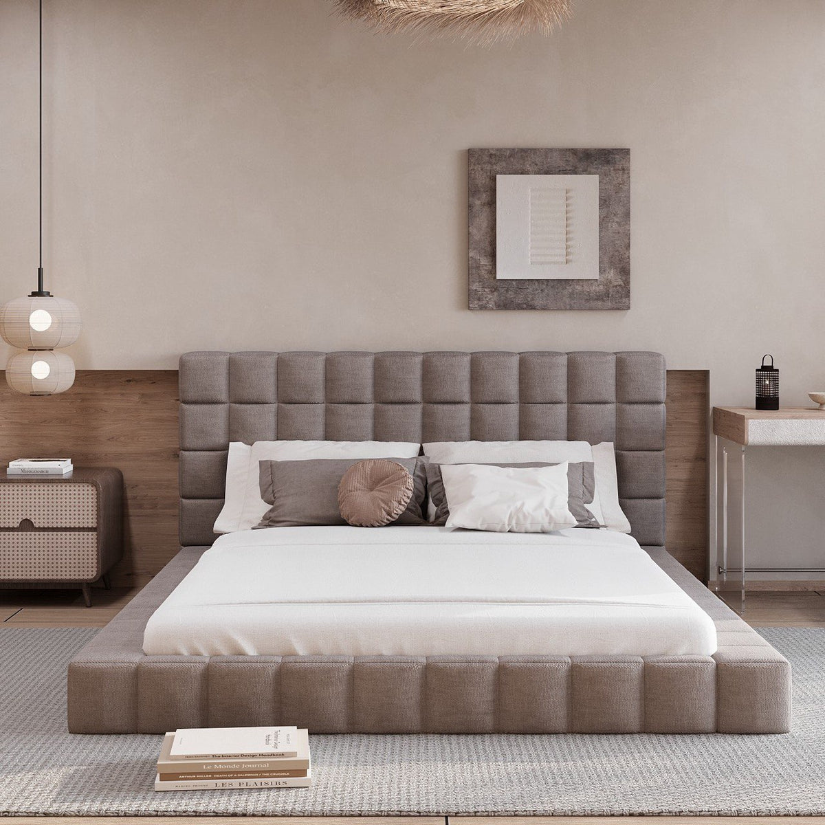 MAPLE HOME Custom Upholstered Bed Frame ¨C Modern Style with Leather/Velvet/Fabric Options