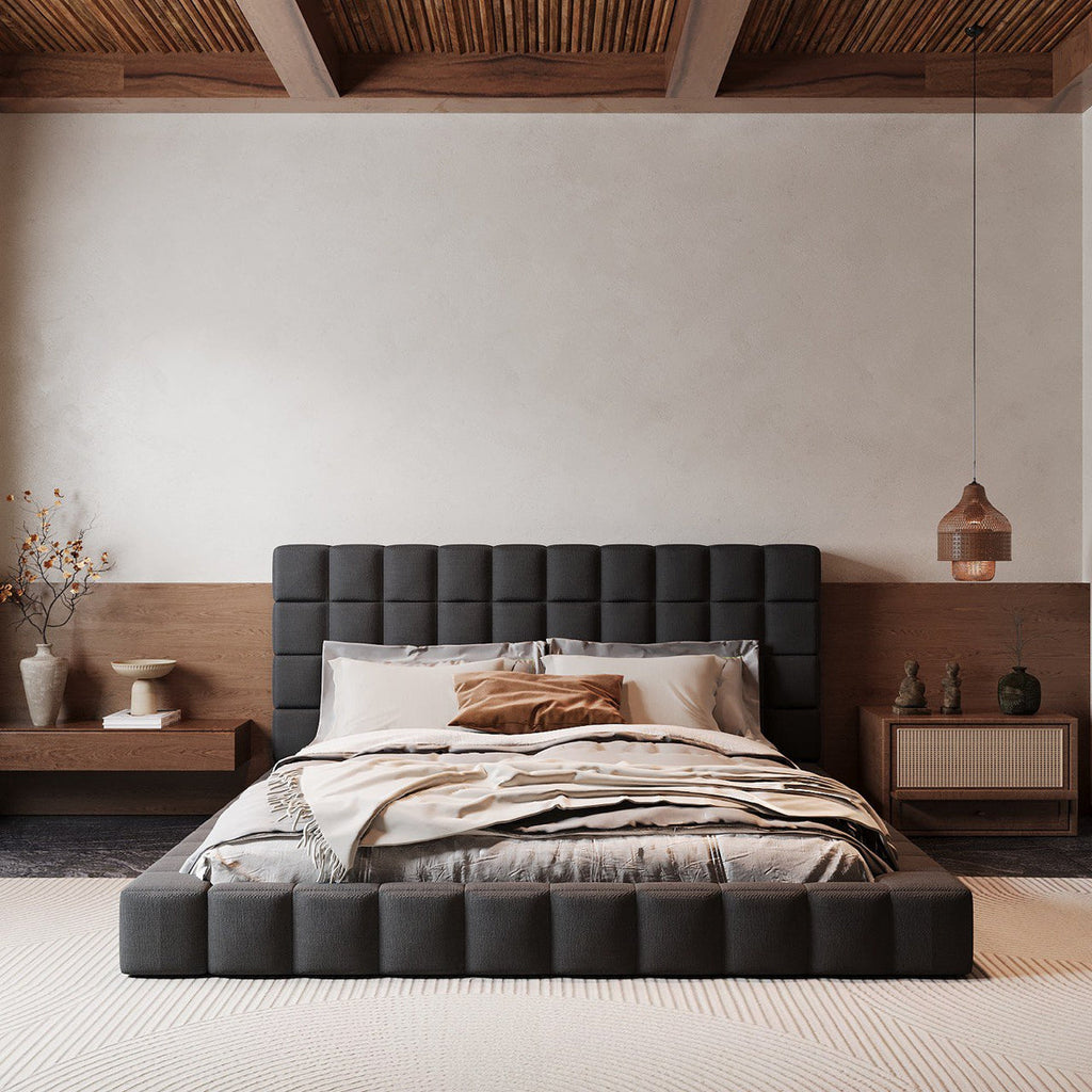 MAPLE HOME Custom Upholstered Bed Frame ¨C Modern Style with Leather/Velvet/Fabric Options