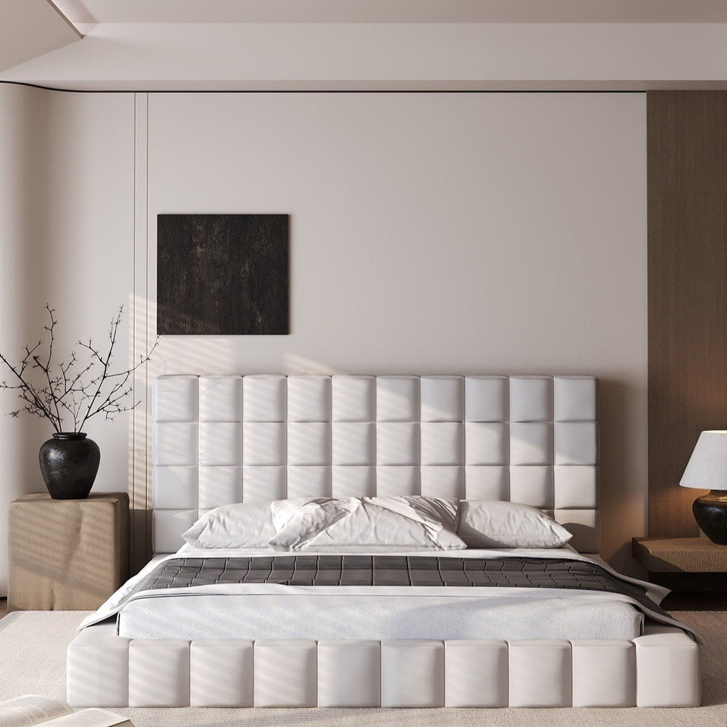 MAPLE HOME Custom Upholstered Bed Frame ¨C Modern Style with Leather/Velvet/Fabric Options
