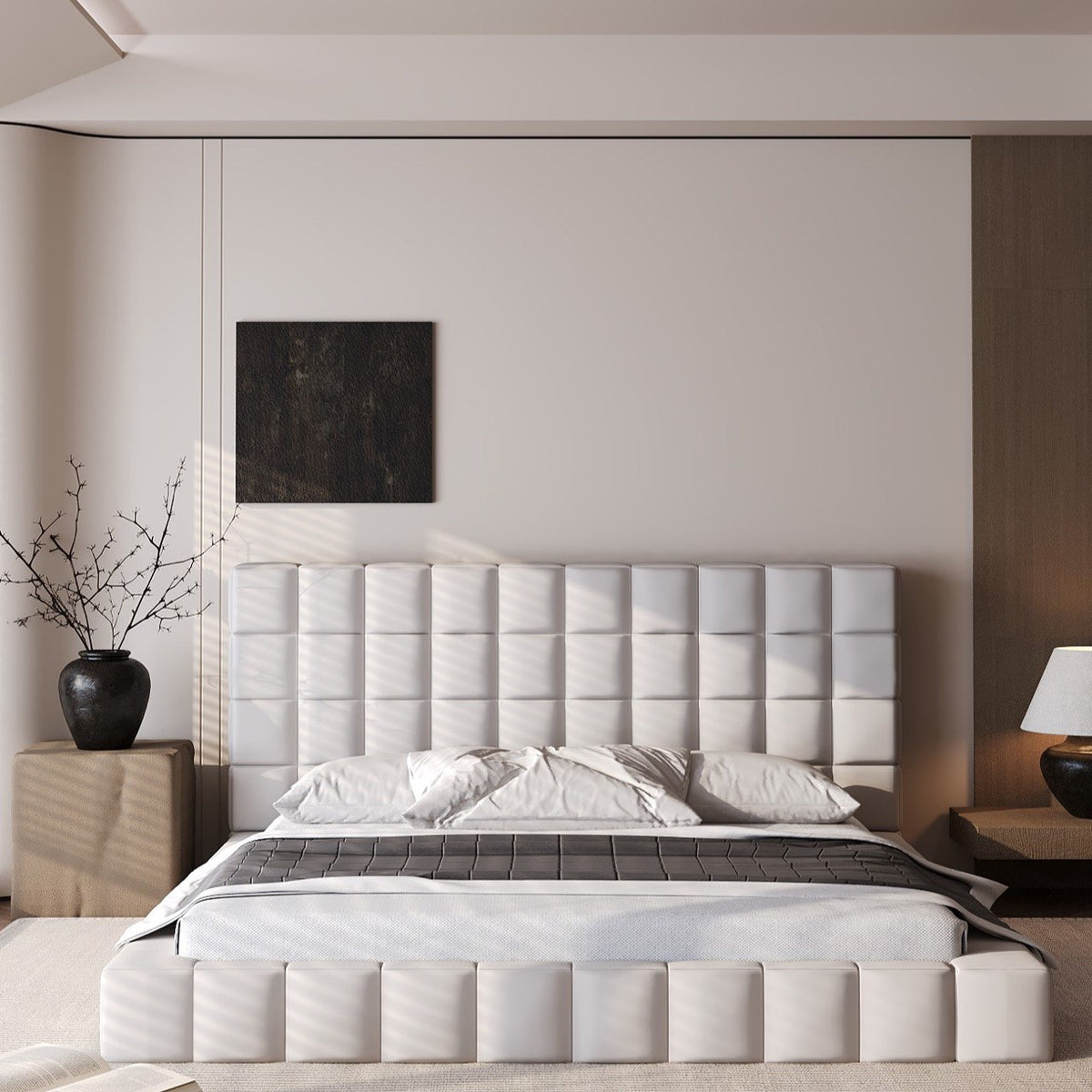 MAPLE HOME Custom Upholstered Bed Frame ¨C Modern Style with Leather/Velvet/Fabric Options