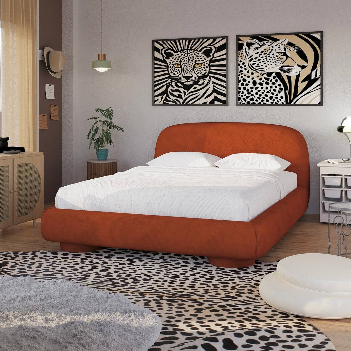 MAPLE HOME Custom Upholstered Bed Frame ¨C Modern Style with Leather/Velvet/Fabric Options