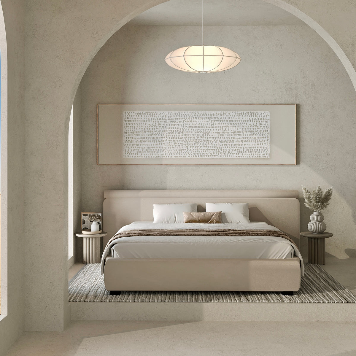 MAPLE HOME Custom Upholstered Bed Frame ¨C Modern Style with Leather/Velvet/Fabric Options