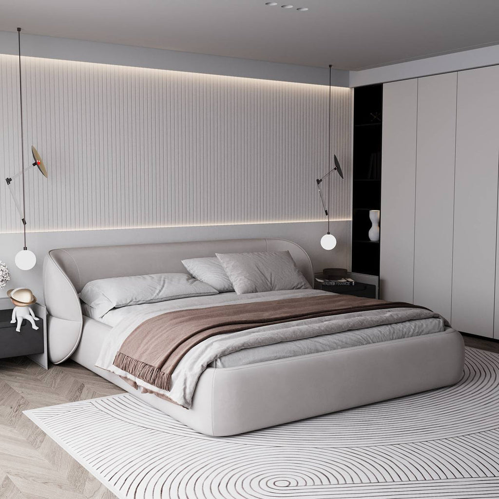 MAPLE HOME Custom Upholstered Bed Frame ¨C Modern Style with Leather/Velvet/Fabric Options
