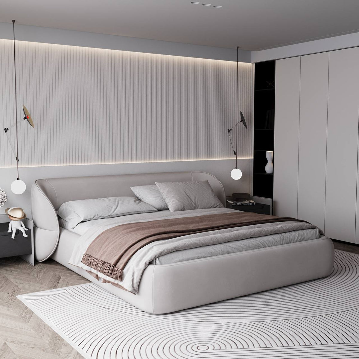 MAPLE HOME Custom Upholstered Bed Frame ¨C Modern Style with Leather/Velvet/Fabric Options