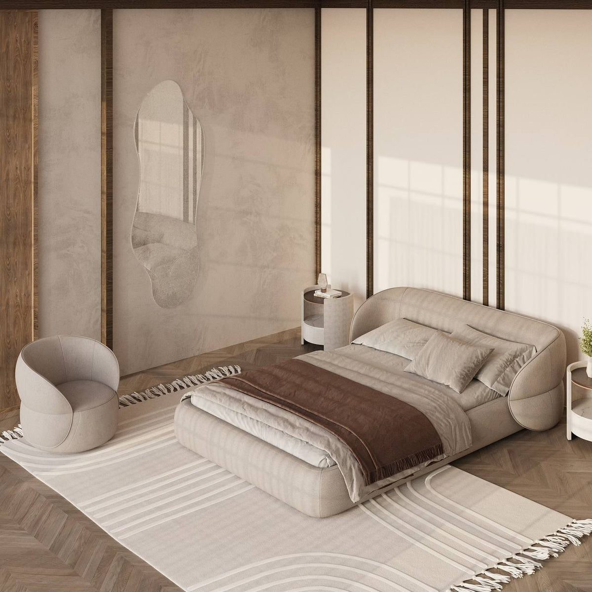 MAPLE HOME Custom Upholstered Bed Frame ¨C Modern Style with Leather/Velvet/Fabric Options