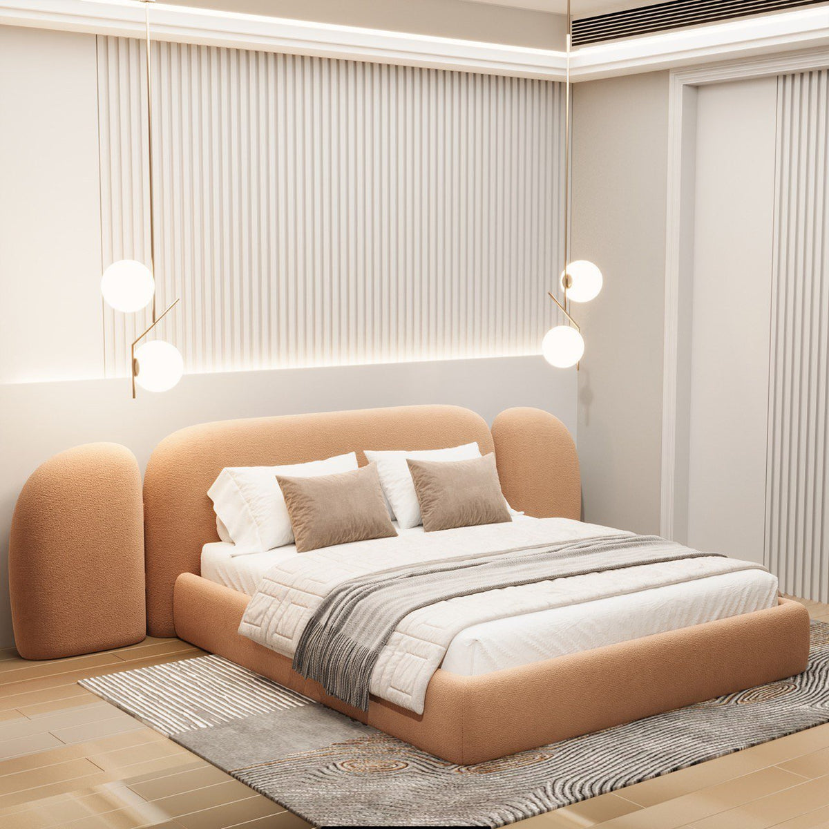 MAPLE HOME Custom Upholstered Bed Frame ¨C Modern Style with Leather/Velvet/Fabric Options