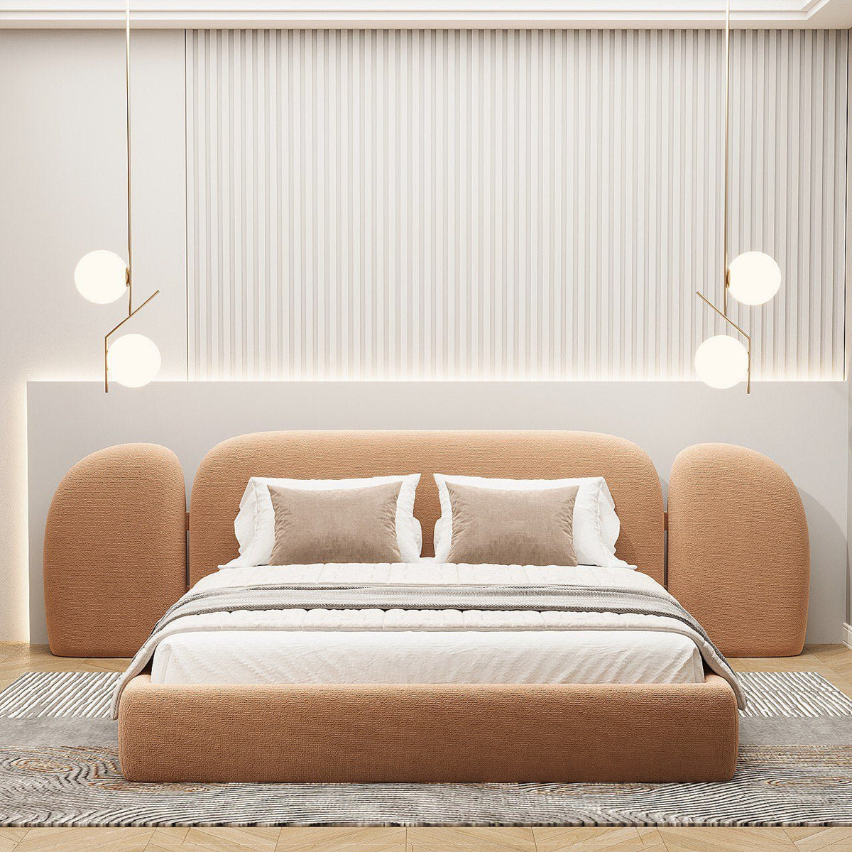 MAPLE HOME Custom Upholstered Bed Frame ¨C Modern Style with Leather/Velvet/Fabric Options