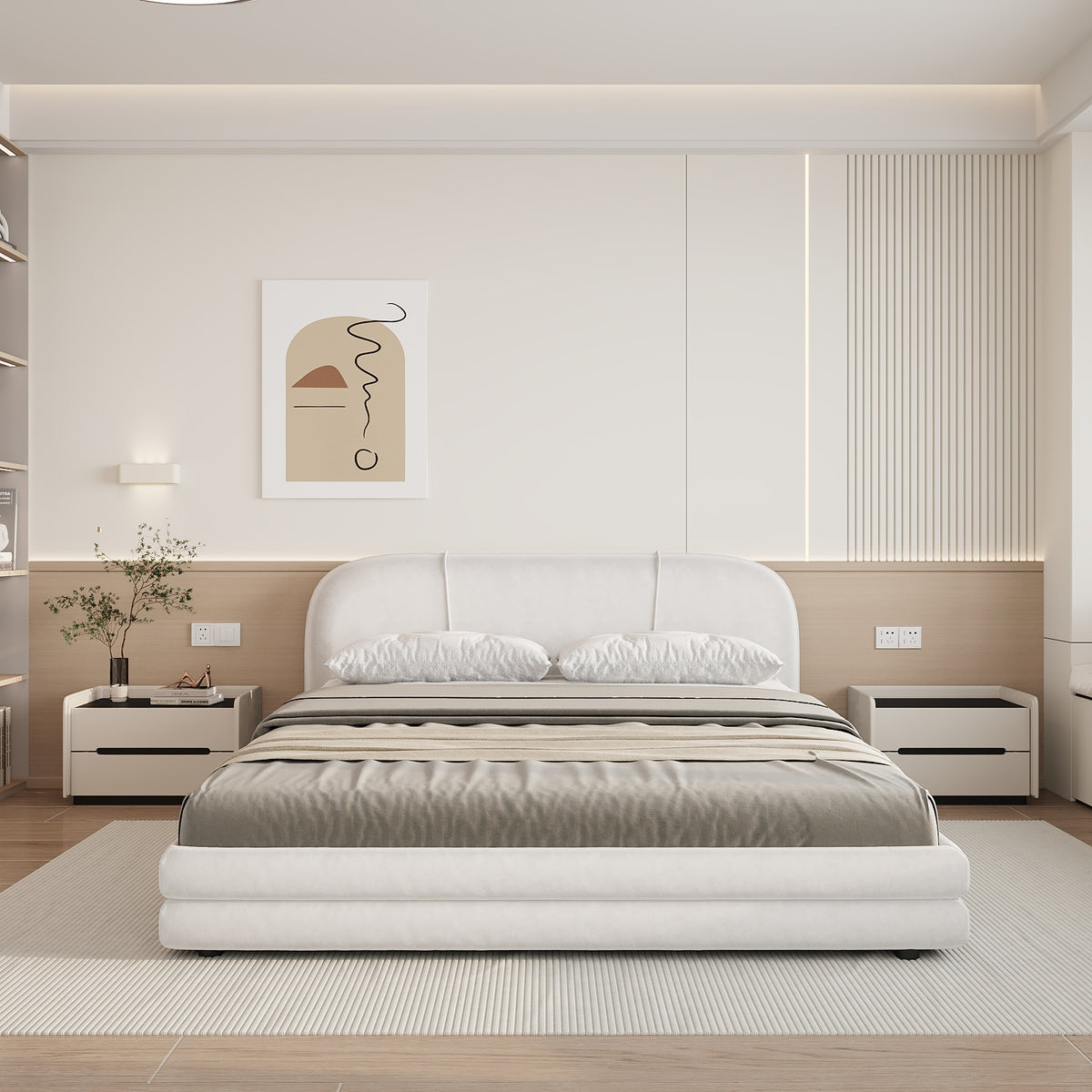 MAPLE HOME Custom Upholstered Bed Frame ¨C Modern Style with Leather/Velvet/Fabric Options