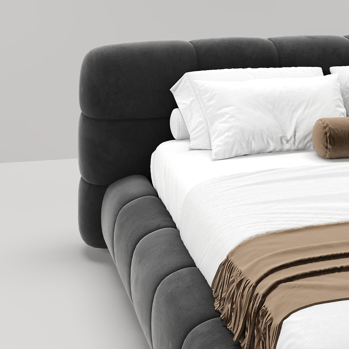MAPLE HOME Custom Upholstered Bed Frame ¨C Modern Style with Leather/Velvet/Fabric Options