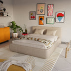 MAPLE HOME Custom Upholstered Bed Frame ¨C Modern Style with Leather/Velvet/Fabric Options