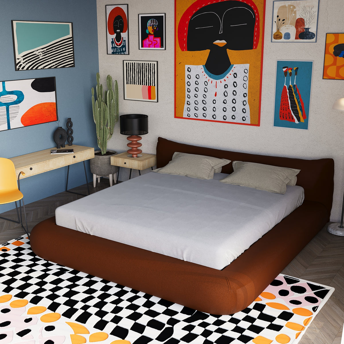 MAPLE HOME Custom Upholstered Bed Frame ¨C Modern Style with Leather/Velvet/Fabric Options