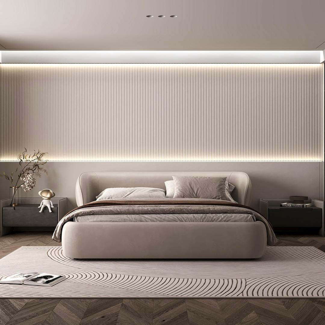 MAPLE HOME Custom Upholstered Bed Frame ¨C Modern Style with Leather/Velvet/Fabric Options