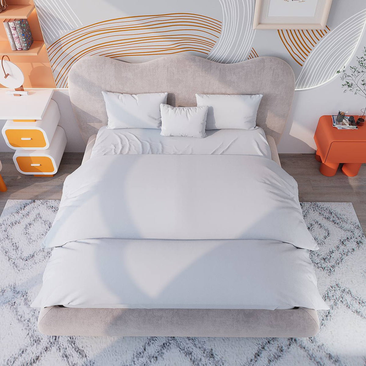 MAPLE HOME Custom Upholstered Bed Frame ¨C Modern Style with Leather/Velvet/Fabric Options