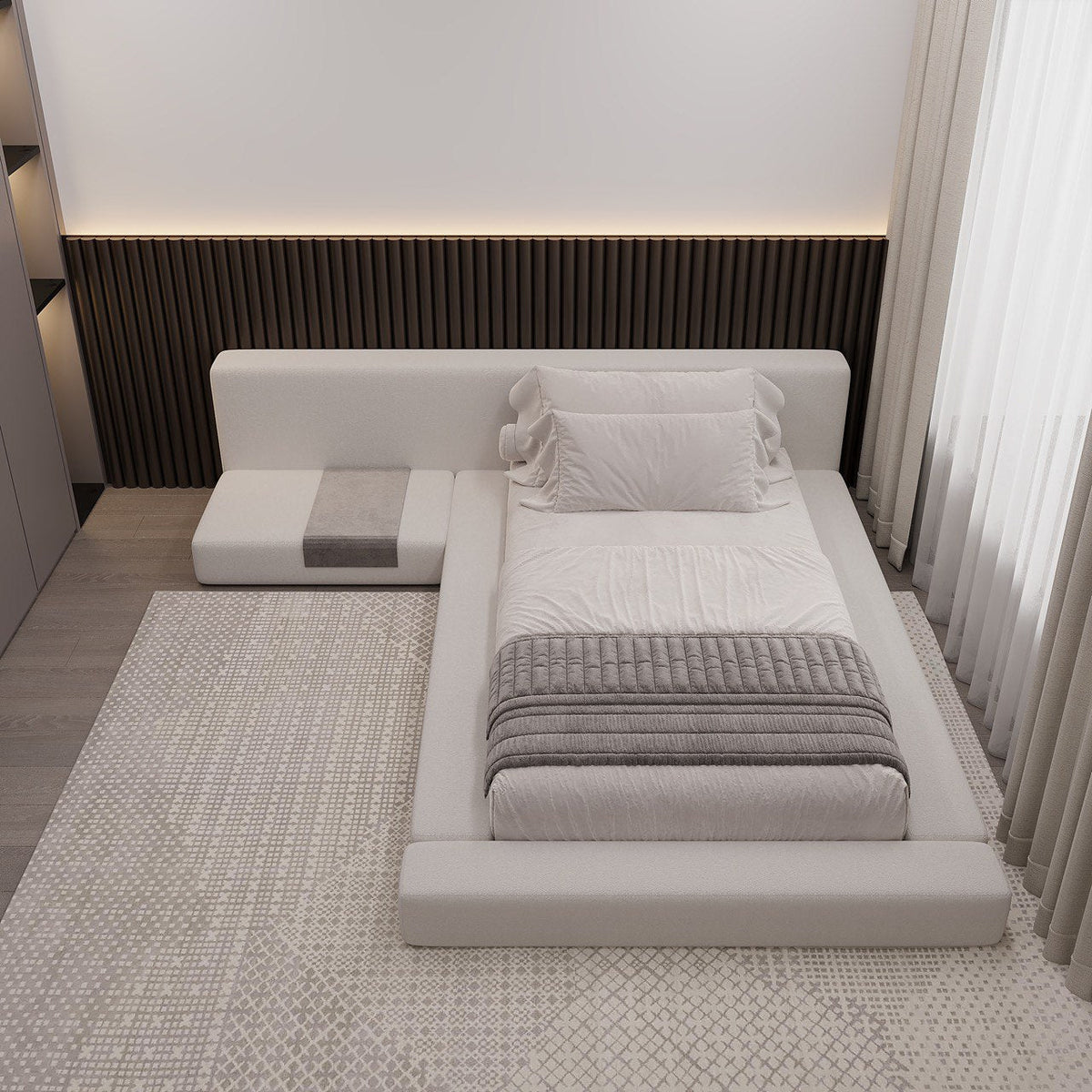 MAPLE HOME Custom Upholstered Bed Frame ¨C Modern Style with Leather/Velvet/Fabric Options