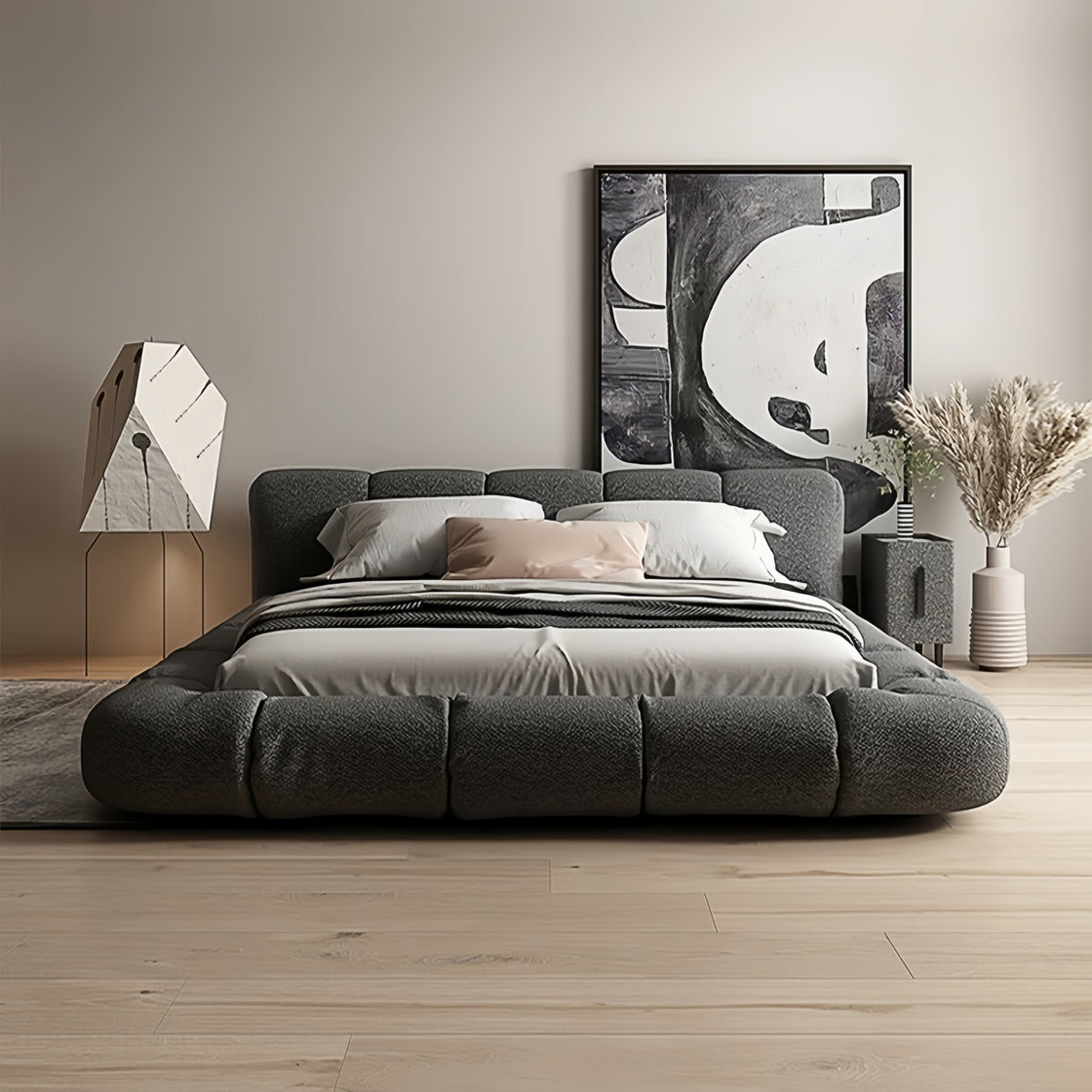 Maple Home Upholstered Bed Frame ¨C Custom Sizes & Colors, Vertical Stripes, UAE-Made