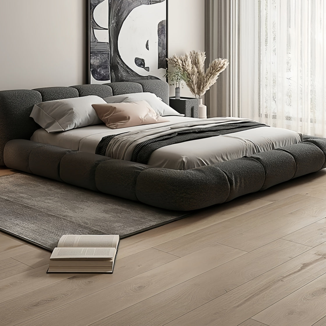 Maple Home Upholstered Bed Frame ¨C Custom Sizes & Colors, Vertical Stripes, UAE-Made