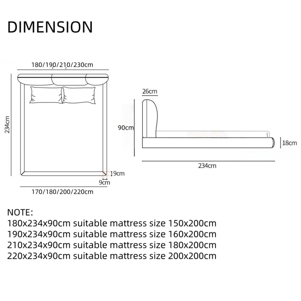 Maple Home Upholstered Bed Frame ¨C Custom Sizes & Colors, Vertical Stripes, UAE-Made