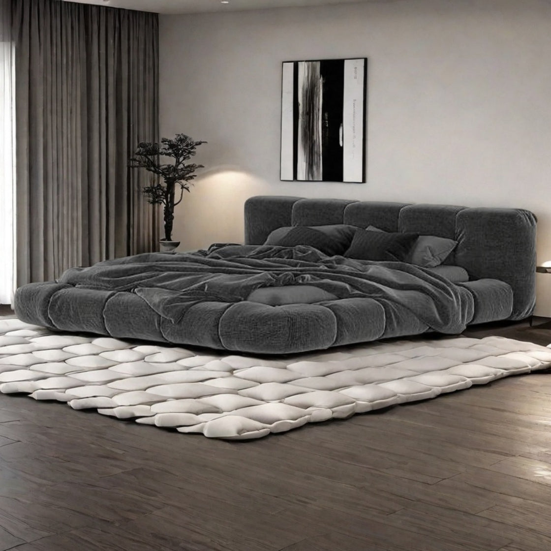 Maple Home Upholstered Bed Frame ¨C Custom Sizes & Colors, Vertical Stripes, UAE-Made