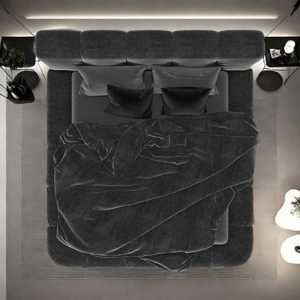 Maple Home Upholstered Bed Frame ¨C Custom Sizes & Colors, Vertical Stripes, UAE-Made