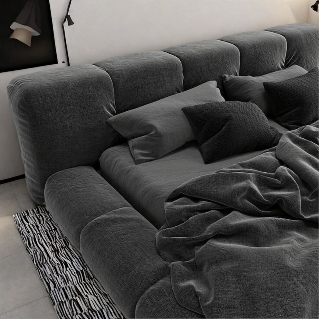 Maple Home Upholstered Bed Frame ¨C Custom Sizes & Colors, Vertical Stripes, UAE-Made