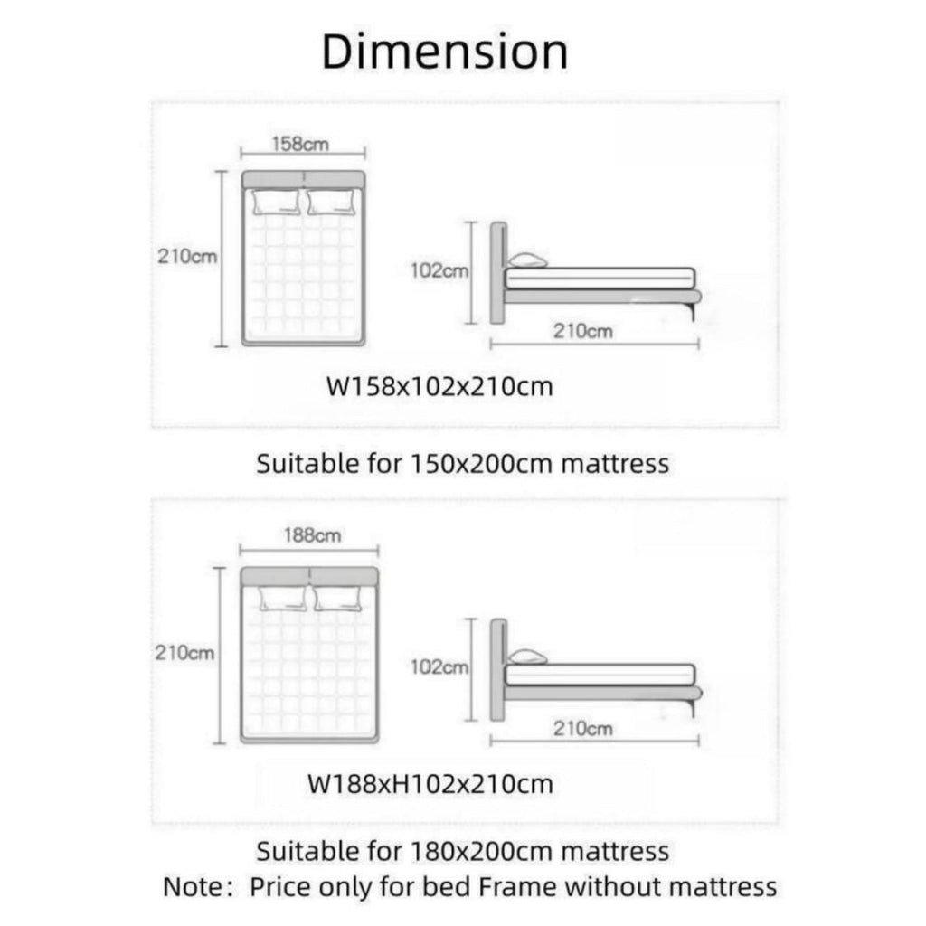 Maple Home Upholstered Bed Frame ¨C Custom Sizes & Colors, Vertical Stripes, UAE-Made