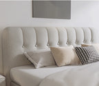 Bed Frame Velvet Fabric Platform Bed Thick Padded Headboard Premium Wooden Frame Bedroom